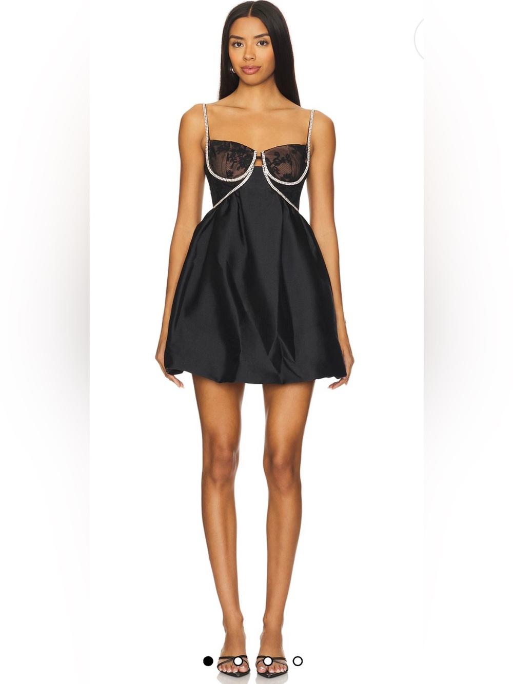 New Self Portrait Diamanté Mini Dress in Black US size 8/ UK 12